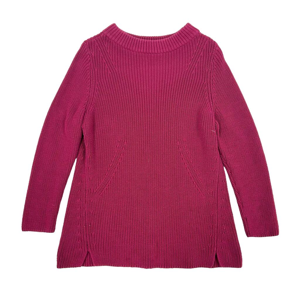 Talbots Pink Red Chunky Knit Mock Neck Sweater Womens Plus Size 1X